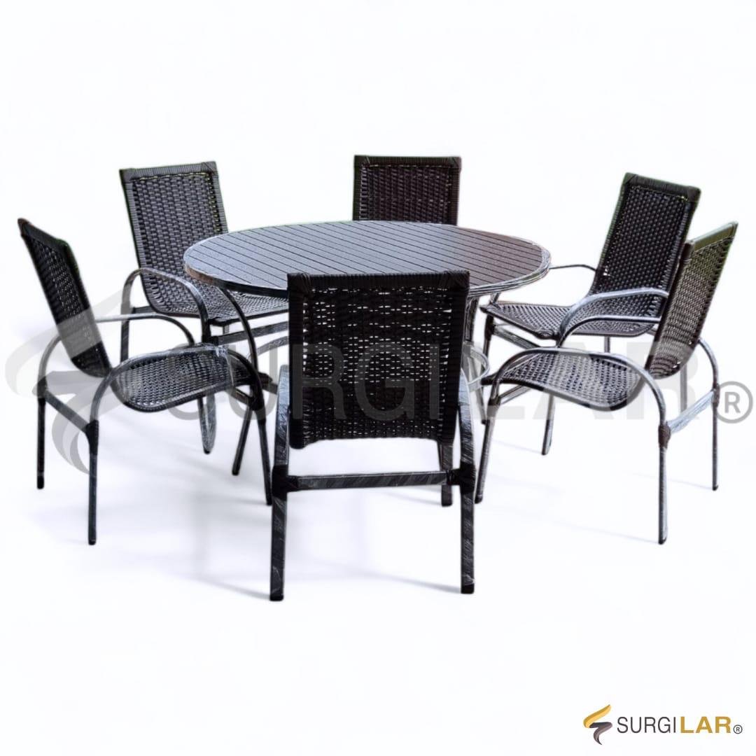 Mesa Carmelo 6 lugares - Fibra Marrom