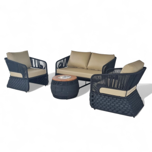 Conjunto San Andrés - Tricô Náutico Preto Almofadas Bege